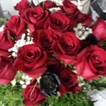 Dyed Black Roses with A Dozen RED Roses